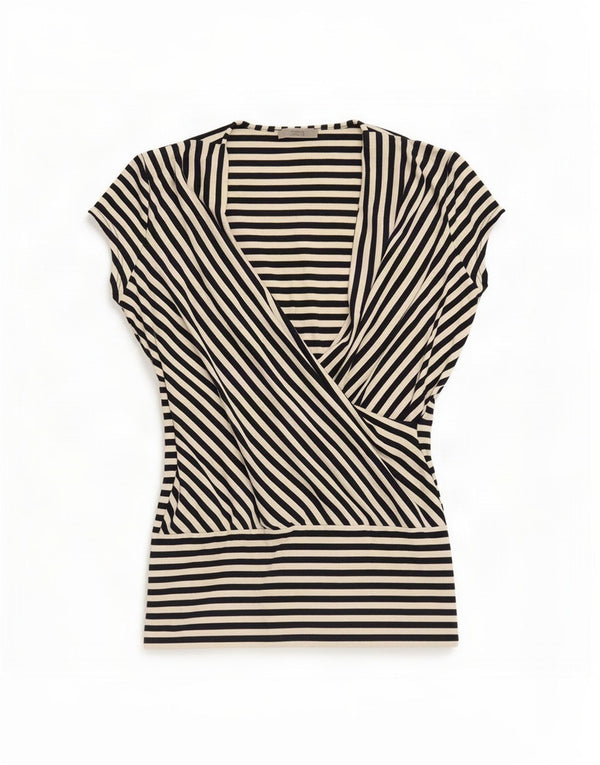 Blusa feminina Marks & Spencer UK 16 grande viscose listrada preta