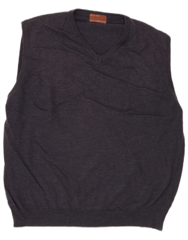 Regata masculina Marks & Spencer com colete XL em lã Merino azul marinho