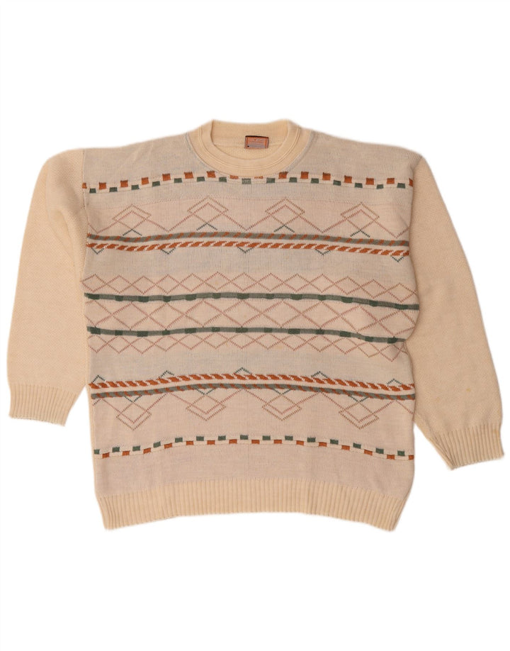 Suéter masculino Bernardi com gola redonda XL listrado branco