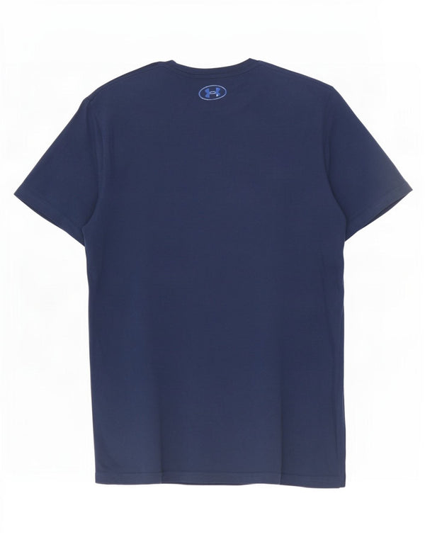 Camiseta gráfica masculina Under Armour Top médio algodão azul marinho