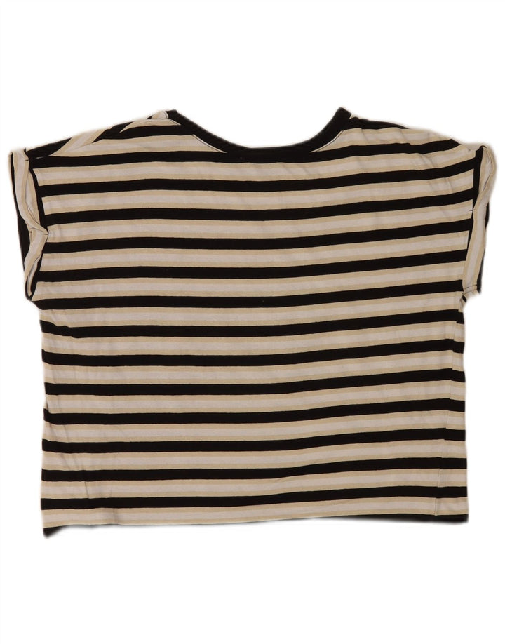 Camiseta feminina oversized Zara UK 10 pequena listrada multicolorida