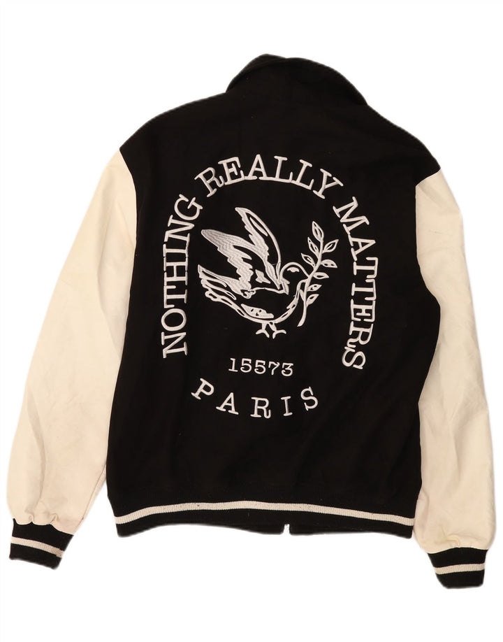 Jaqueta masculina Pull & Bear Paris Varsity Reino Unido 38 bloco colorido preto médio