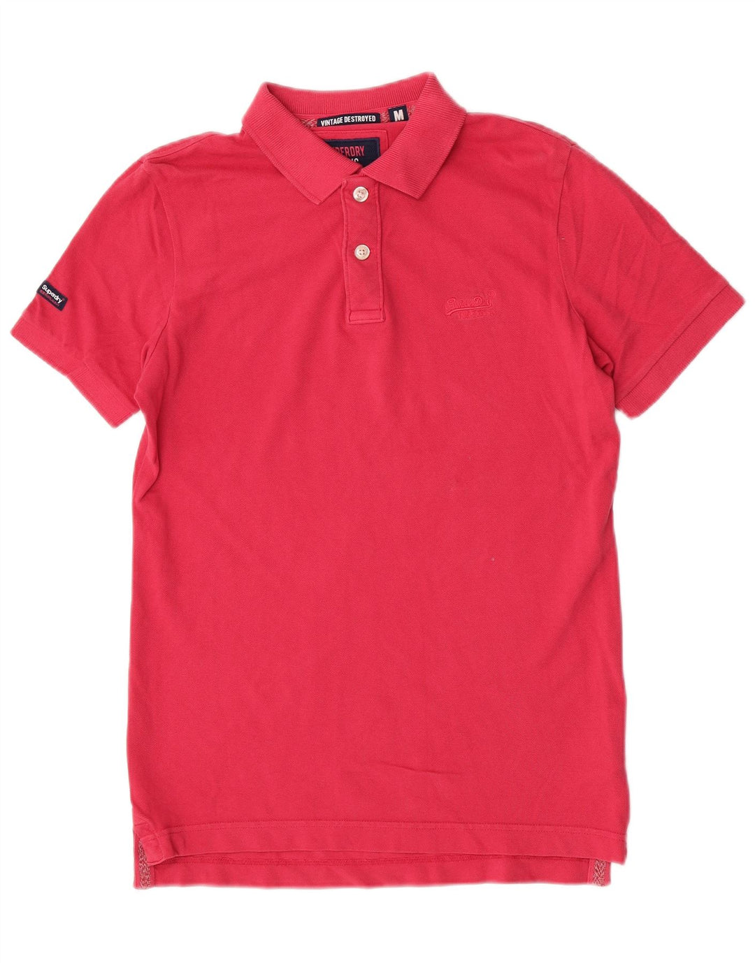 Camisa polo masculina Superdry de manga curta médio rosa algodão