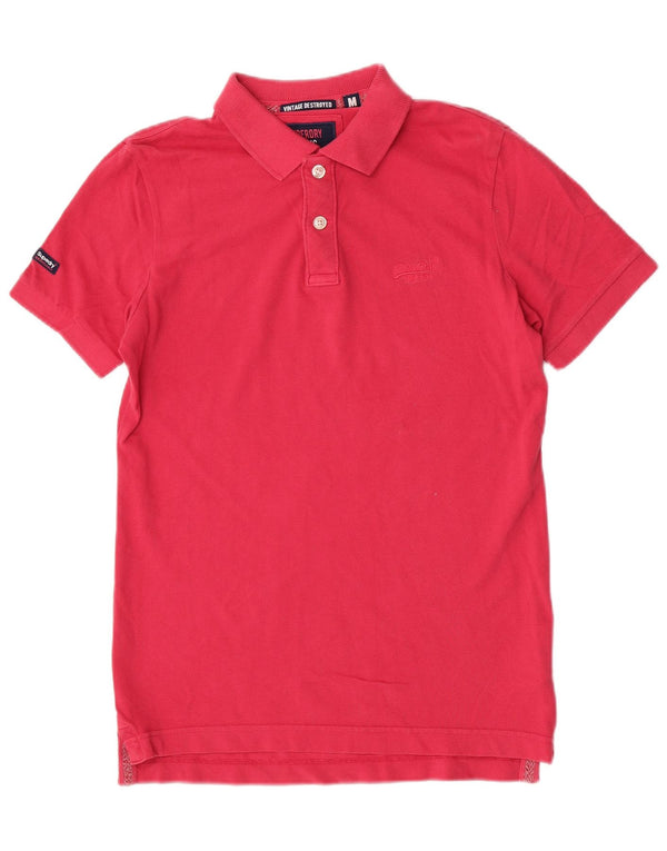 Camisa polo masculina Superdry de manga curta médio rosa algodão