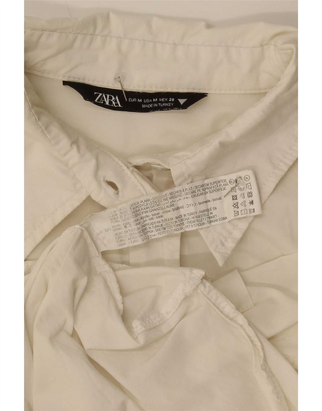 Zara Camisa Oversized Feminina UK 14 Médio Algodão Branco