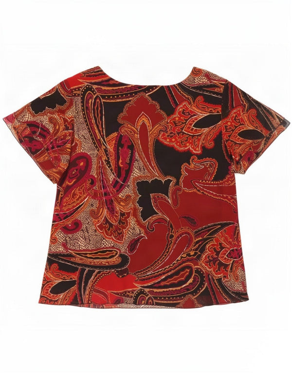 Blusa feminina Marks & Spencer UK 20 2XL preto paisley poliéster