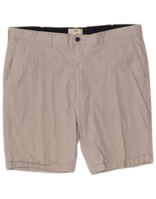 Shorts chino masculino Marks & Spencer W40 XL algodão listrado cinza