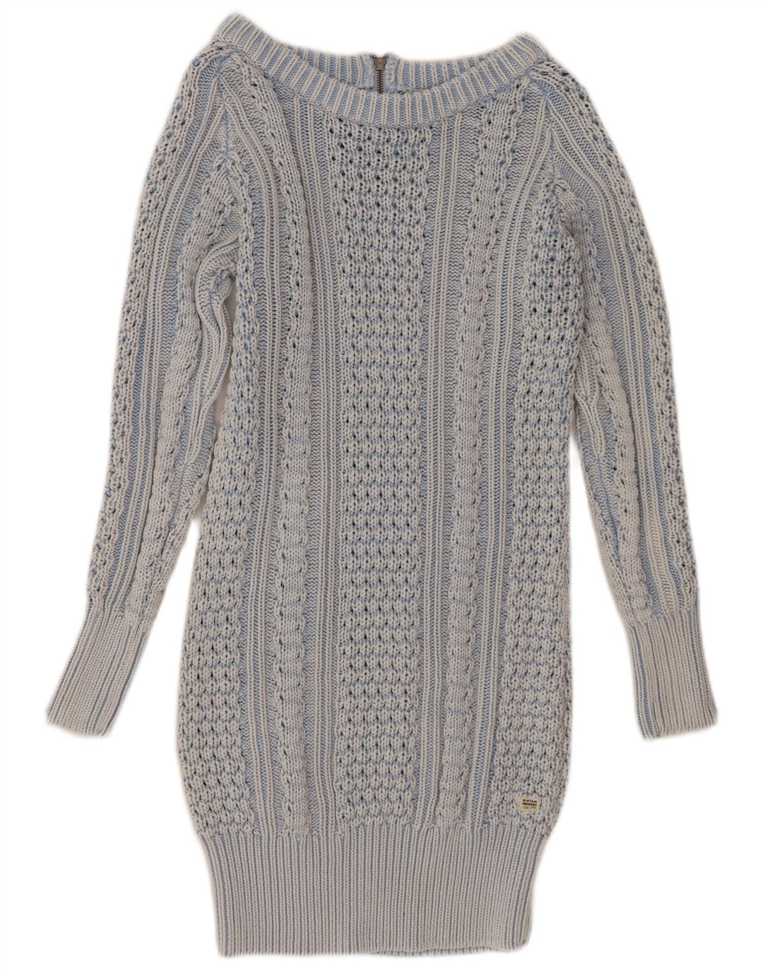 Vestido jumper feminino grande G-Star Reino Unido 10 algodão azul pequeno