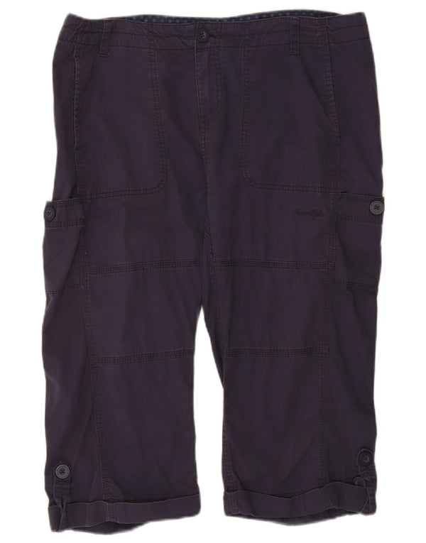 Calça capri reta feminina Weird Fish UK 16 grande W38 L18 azul marinho