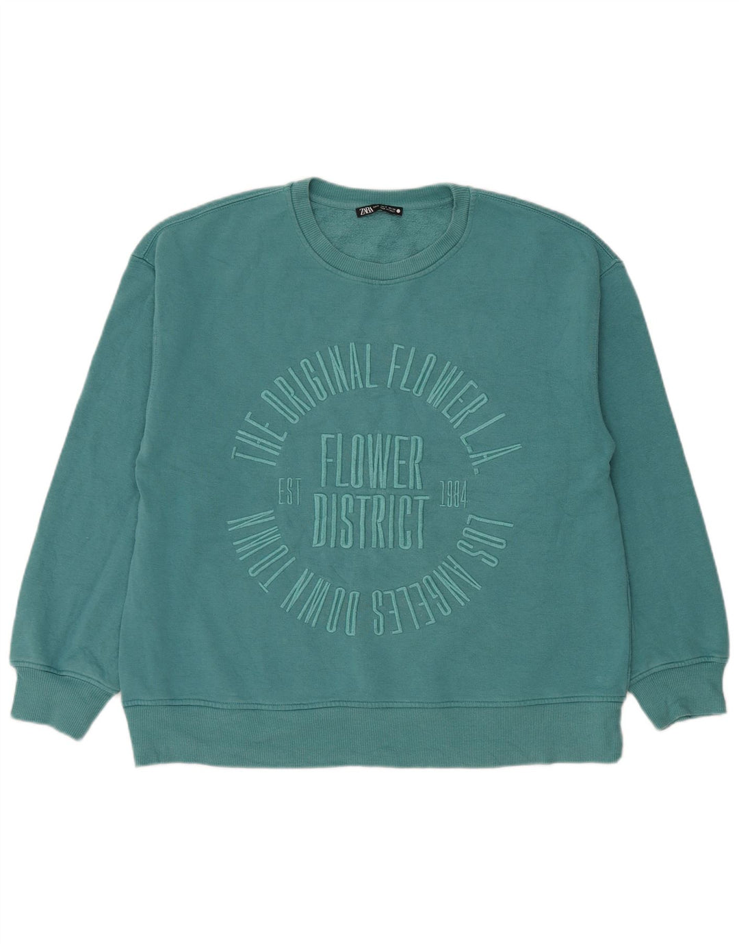 Zara moletom feminino gráfico oversized jumper Reino Unido 10 algodão azul pequeno
