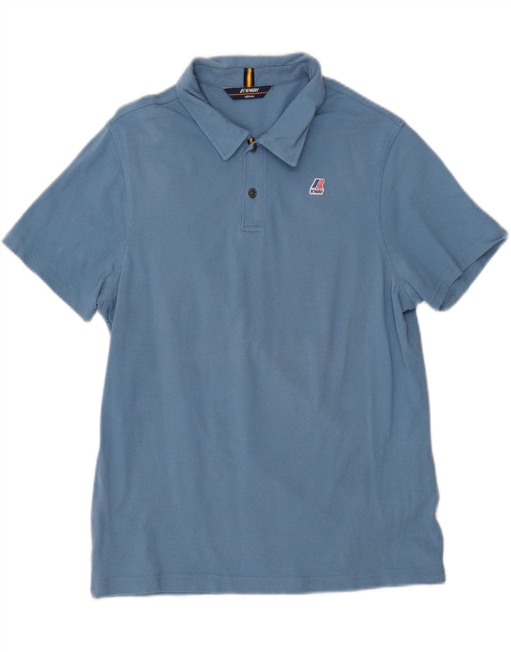 K-WAY Mens Polo Shirt Medium Blue Vintage K-Way and Second-Hand K-Way from Messina Hembry 