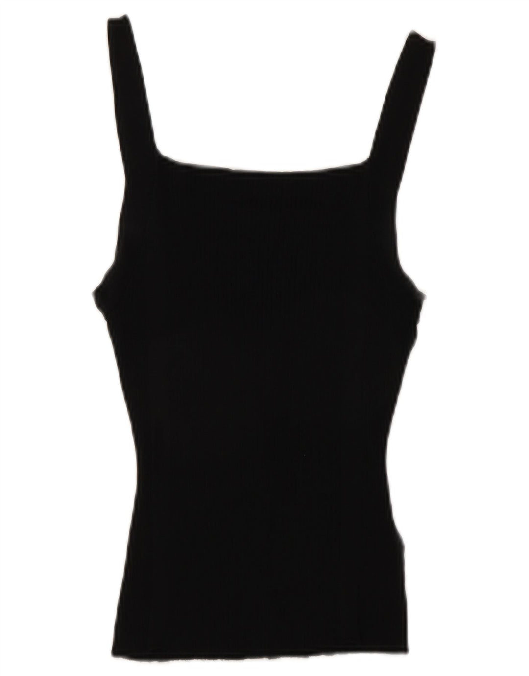 Zara Womens Crop Cami Top UK 12 Médio Preto Viscose