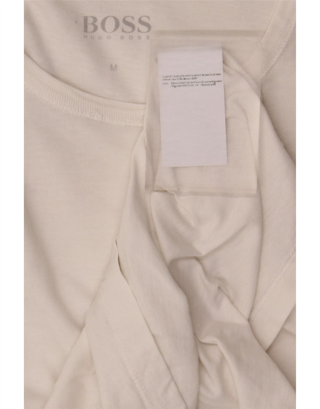 Camiseta feminina Hugo Boss UK 12 algodão branco médio
