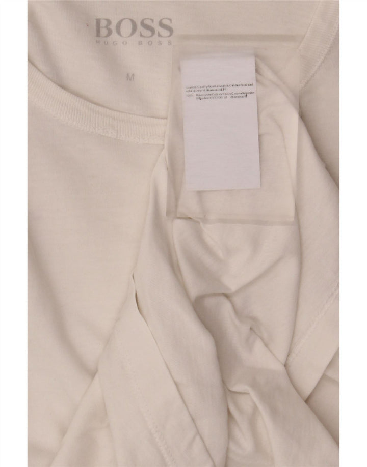 Camiseta feminina Hugo Boss UK 12 algodão branco médio