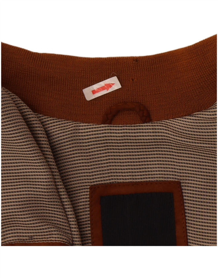 Jaqueta bomber masculina de camurça M. Flues Reino Unido 40 grande couro marrom