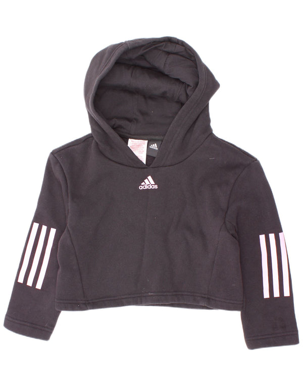 Suéter Adidas feminino com capuz cropped 5-6 anos algodão preto