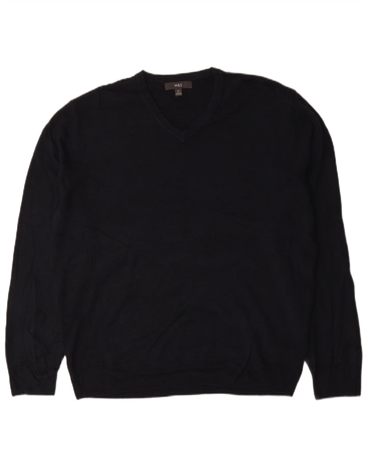 Suéter masculino Marks & Spencer com decote em V 2XL acrílico preto
