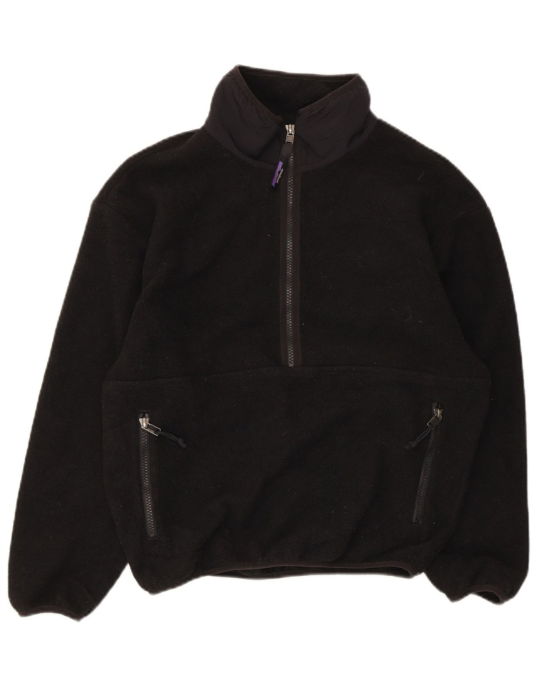 Suéter masculino Patagonia com zíper e gola em lã XS preto poliéster