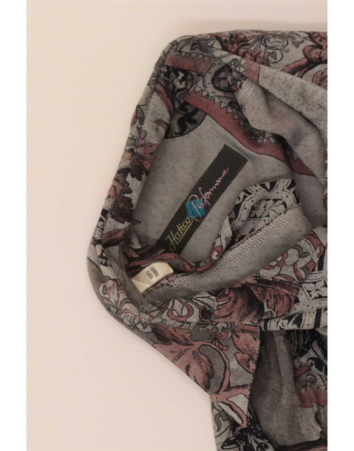 Camisa masculina Hatico com padrão abstrato viscose cinza médio