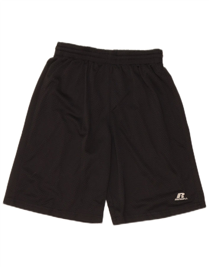 Shorts esportivos Russell Athletic Boys 10-11 anos médio preto poliéster