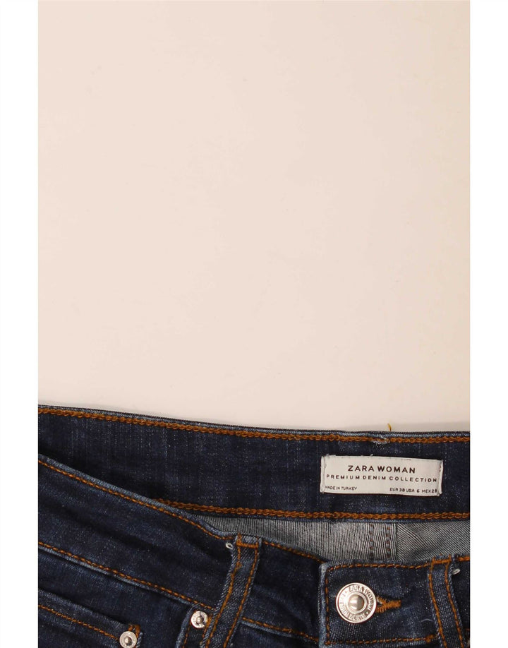 Zara Calça Jeans Feminina Flared EU 38 Pequeno W28 L34 Azul Marinho