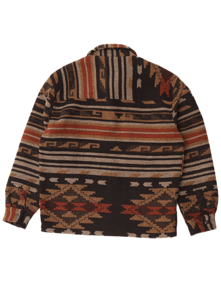 Jaqueta bomber masculina vintage UK 38 poliéster geométrico marrom médio