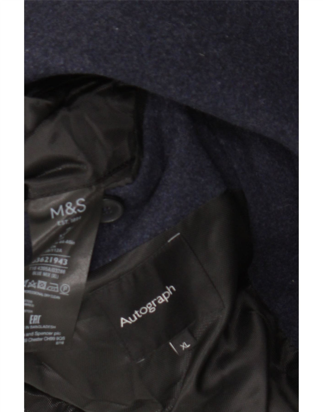 Sobretudo masculino Marks & Spencer UK 42 XL lã azul marinho
