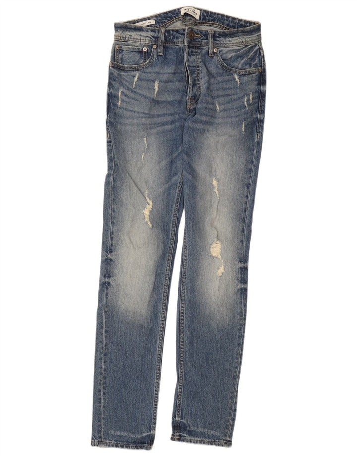 Jack & Jones Masculino Tim Distressed Slim Jeans W27 L32 Azul