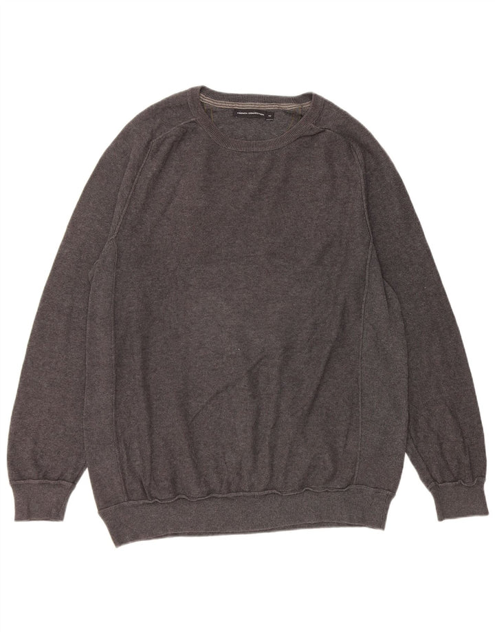 Suéter masculino com gola canoa French Connection algodão cinza médio