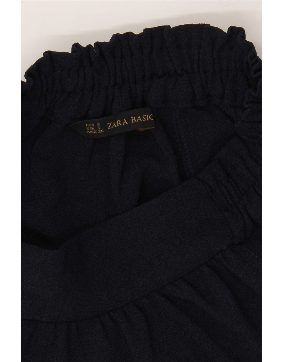 Saia larga feminina Zara pequena W26 poliéster azul marinho