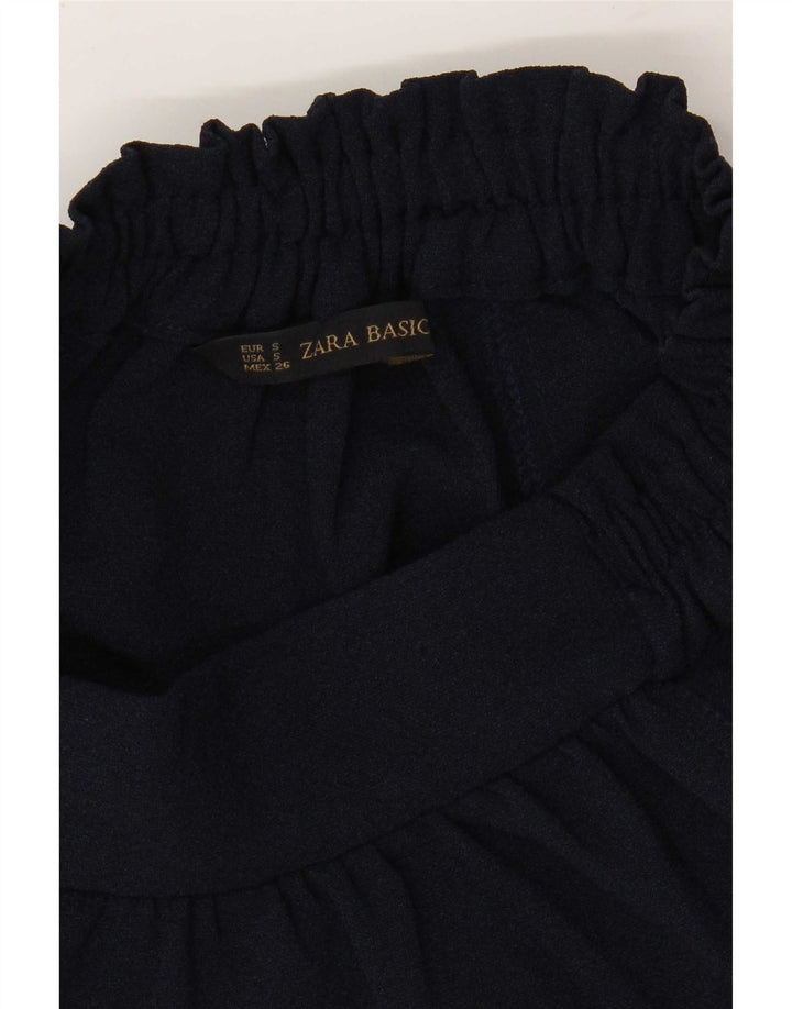 Saia larga feminina Zara pequena W26 poliéster azul marinho