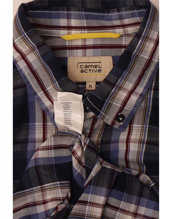 Camisa masculina Camel Active XL algodão xadrez azul marinho