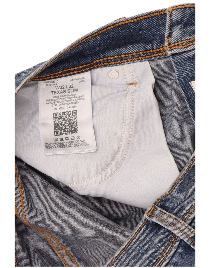 Wrangler Masculino Texas Slim Jeans W32 L32 Azul Algodão