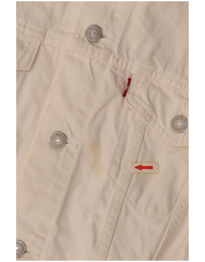 LEVI'S Womens Crop Denim Gilet UK 16 Grande Algodão Branco