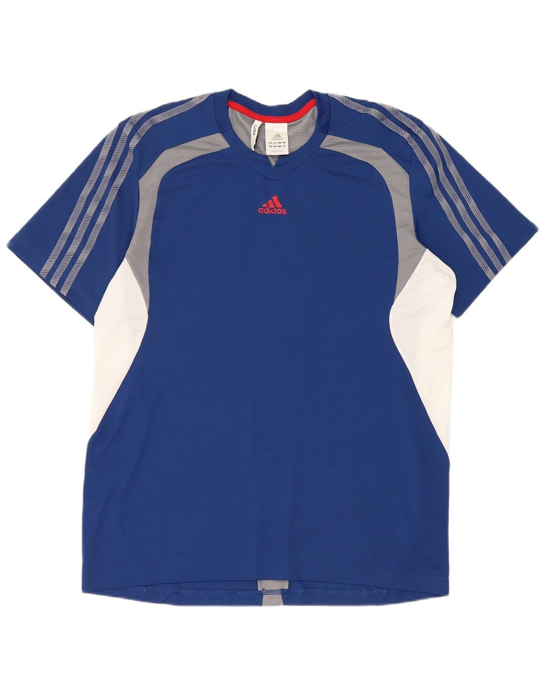 Adidas Mens Climacool Camiseta Top Grande Azul Colorblock Poliéster