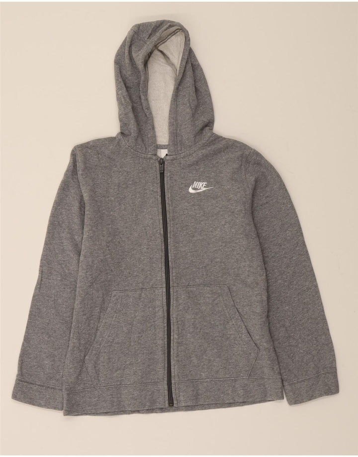 NIKE Boys Zip Hoodie Sweater 12-13 Years Large  Grey Cotton Vintage Nike and Second-Hand Nike from Messina Hembry 