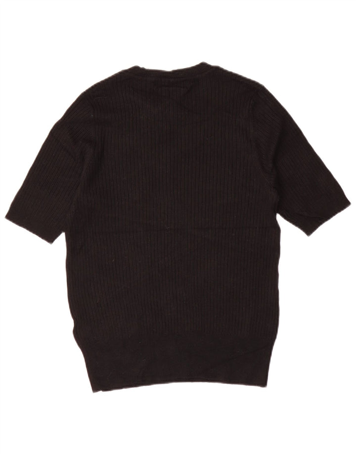 Suéter feminino Marks & Spencer com gola redonda Reino Unido 14 médio preto