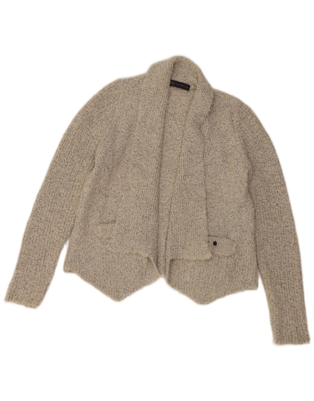 Suéter cardigã feminino aberto Marks & Spencer Reino Unido 14 cinza médio manchado