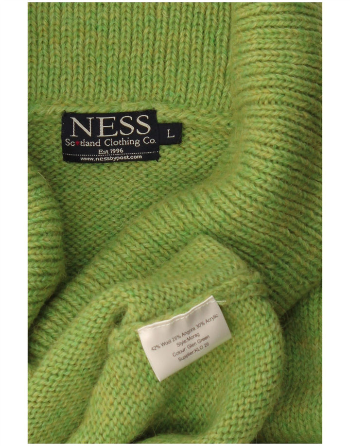 Suéter feminino Ness com gola redonda Reino Unido 14 grande lã verde