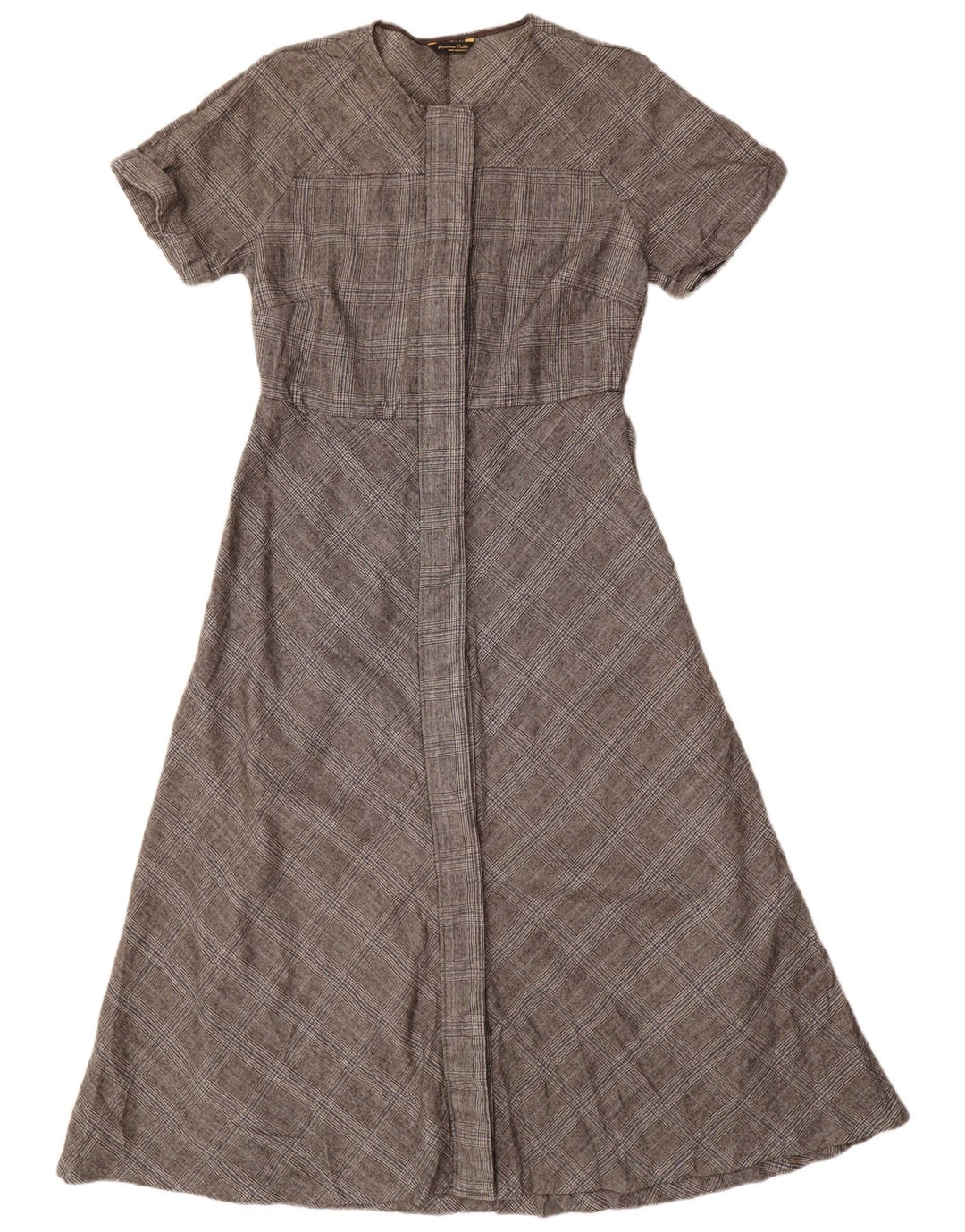 Vestido feminino Massimo Dutti evasê EU 40 lã houndstooth cinza médio