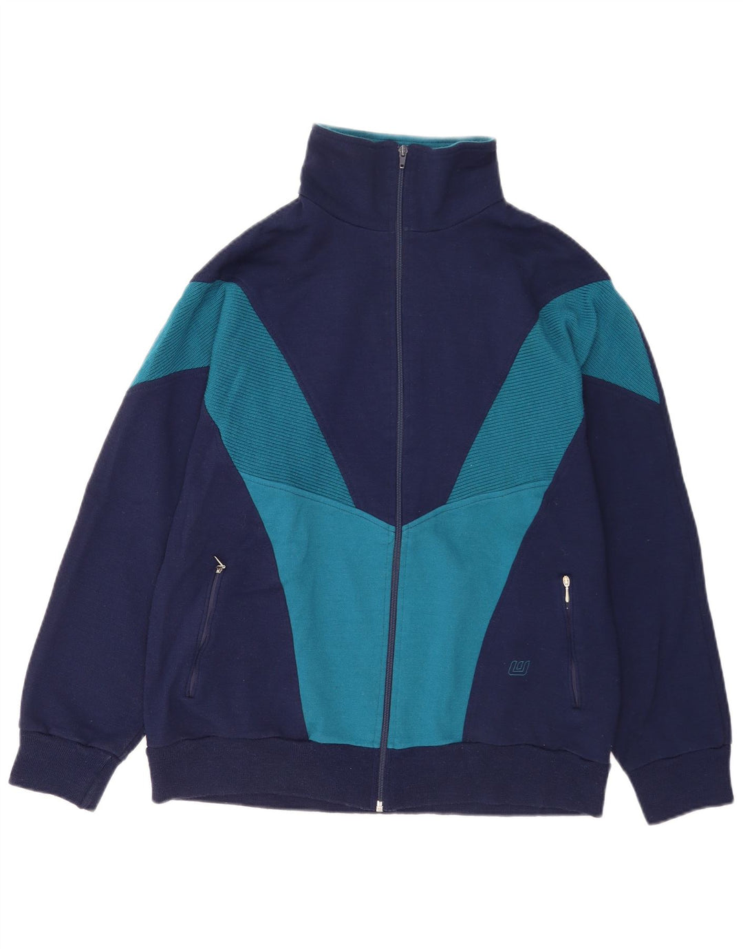 Jaqueta superior de agasalho masculino vintage EU 46 XL azul marinho Colourblock