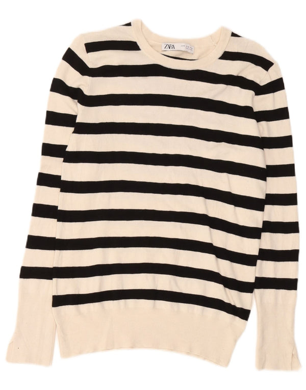 Blusa feminina Zara UK 18 XL listrada branca