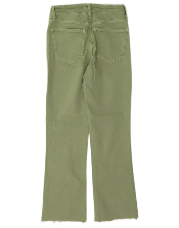 Calça jeans reta feminina Zara EU 34 2XS W24 L27 verde