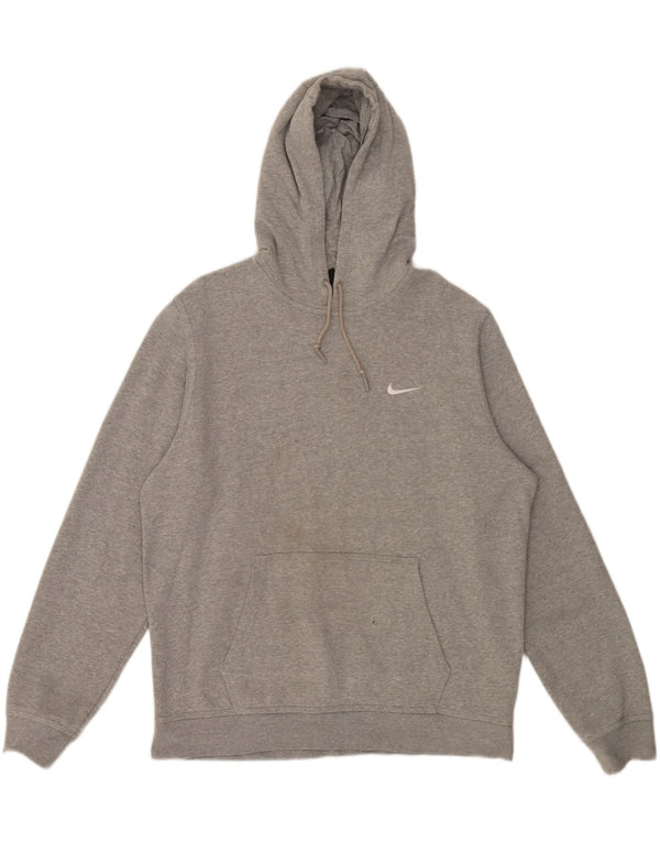 Nike masculino moletom com capuz XL cinza manchado de algodão