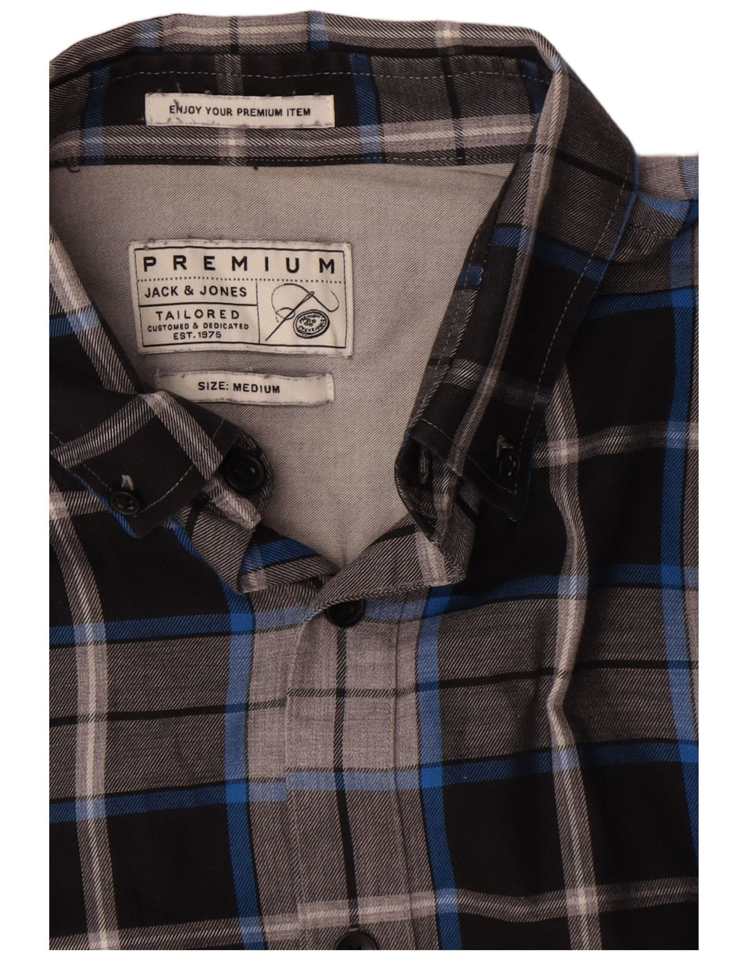 Camisa masculina de flanela Jack & Jones média de algodão xadrez multicolorido