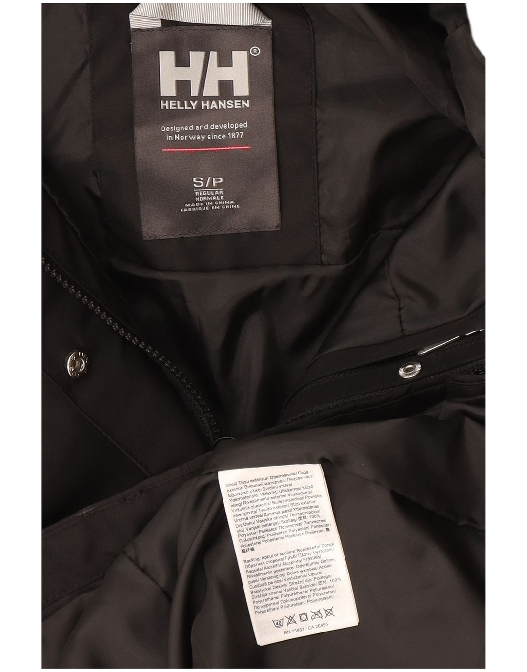 Casaco corta-vento feminino Helly Hansen com capuz UK 10 pequeno poliéster preto