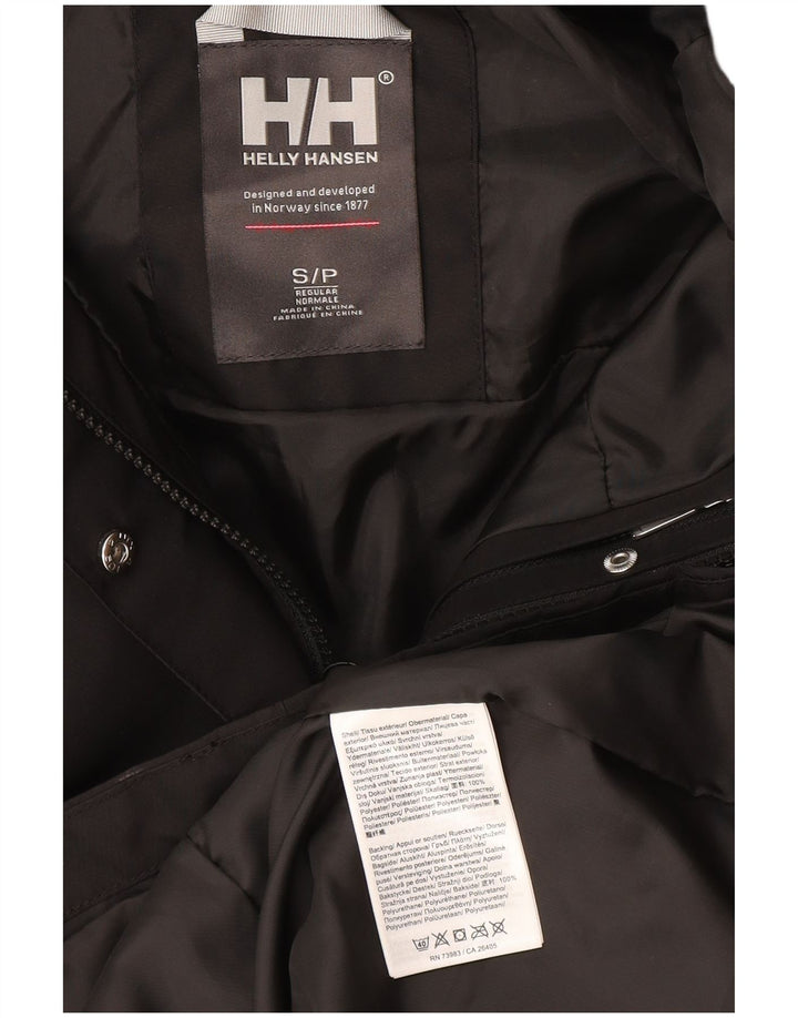 Casaco corta-vento feminino Helly Hansen com capuz UK 10 pequeno poliéster preto