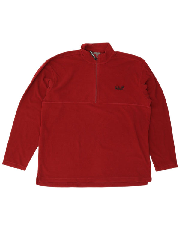 Suéter masculino de lã com zíper e gola Jack Wolfskin Reino Unido 48 2XL poliéster vermelho