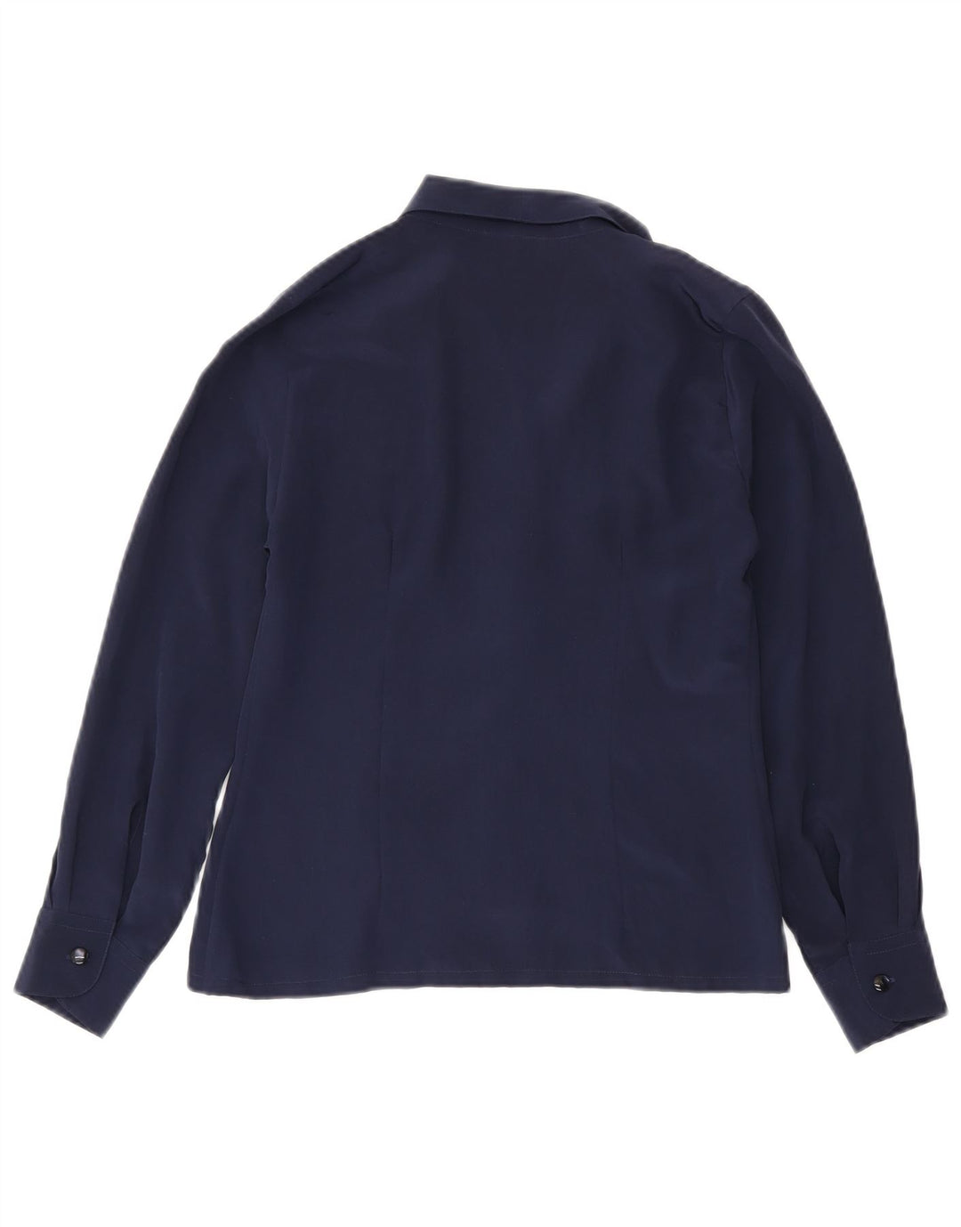 Blusa feminina vintage IT 44 seda azul marinho médio