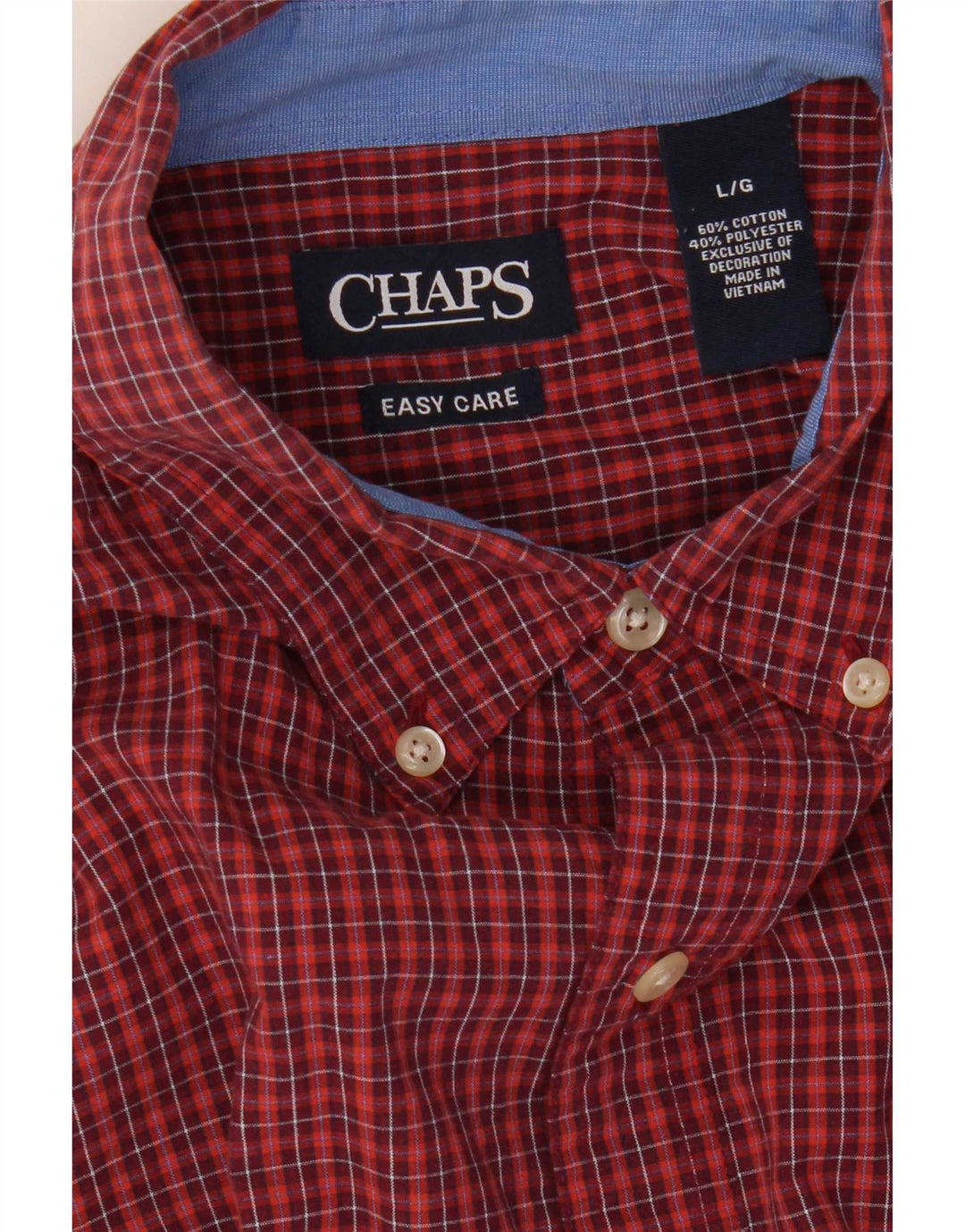 Camisa masculina Chaps grande xadrez vermelha de algodão